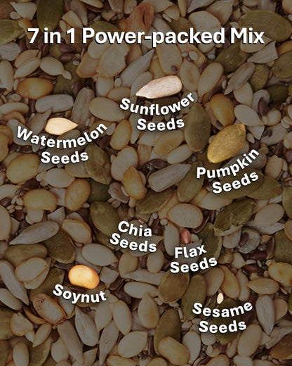 True Elements 7 in 1 Seeds Mix 250g - Edible Seeds | Healthy Seeds | Diet Snacks | 100% Natural and Roasted Seeds - Pumpkin, Watermelon, Sunflower, Flax, Chia, Sesame & Soynuts