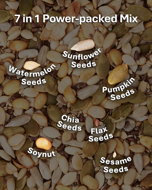 True Elements 7 in 1 Seeds Mix 250g - Edible Seeds | Healthy Seeds | Diet Snacks | 100% Natural and Roasted Seeds - Pumpkin, Watermelon, Sunflower, Flax, Chia, Sesame & Soynuts