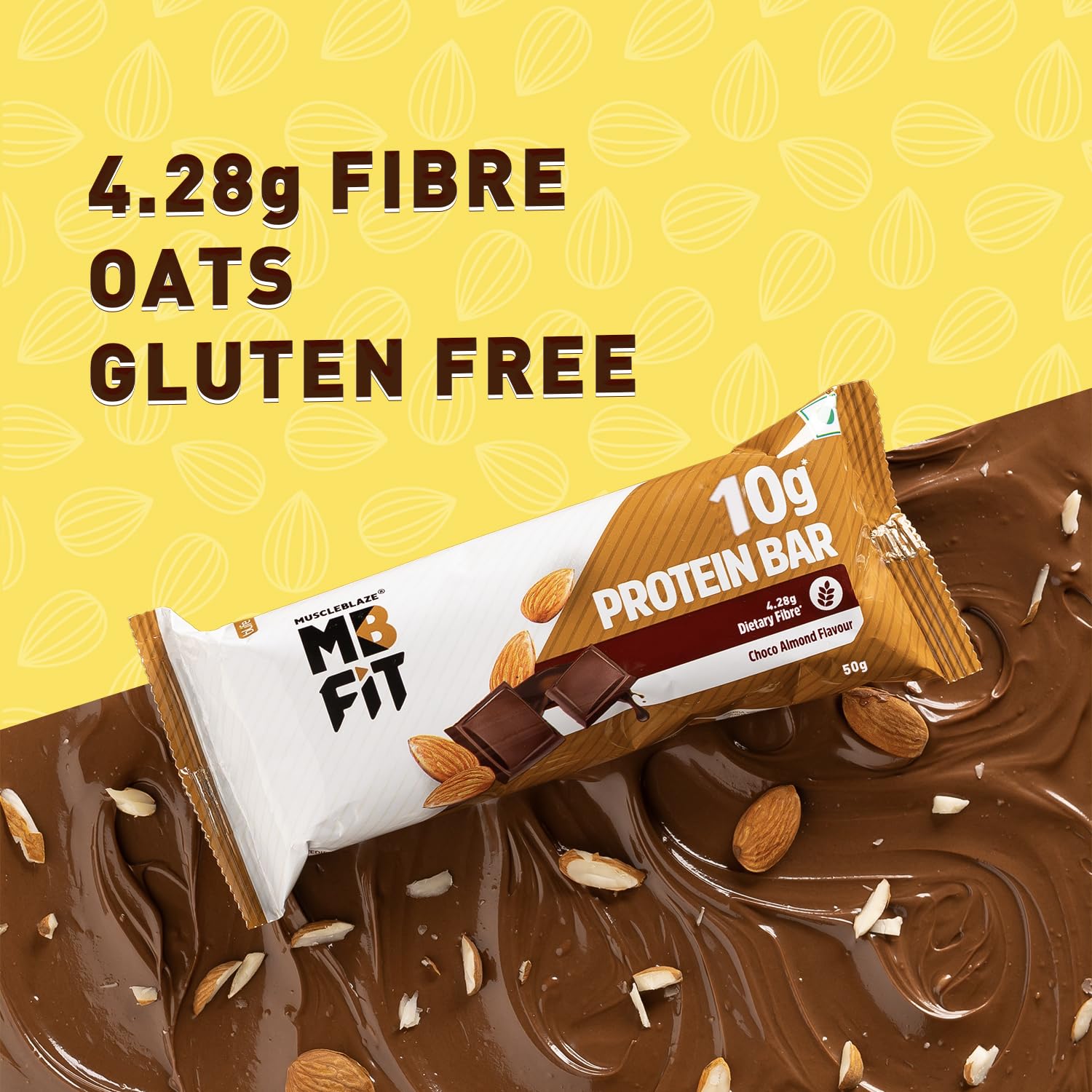 MuscleBlaze 10g Protein Bar (Choco Almond, Pack of 6) | Protein Blend, Healthy Protein Snacks, For Energy & Fitness
