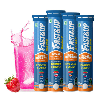 Fast&Up Reload (5 Litres) Low Sugar energy drink for Instant Hydration- 20 Effervescent Tablets with all 5 Essential Electrolytes + Added Vitamins -Certified Electrolytes Drink- Lime and Lemon flavour
