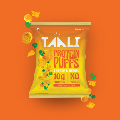 Taali Protein Puffs | 60 gm (Pack of 6) | Try All Flavors Pack | Healthy Roasted Tasty Snacks | 100% Veg., Gluten Free, No Cholesterol, No Trans-Fat