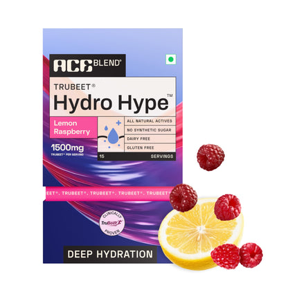 Ace Blend Hydro Hype (5 Sachets) | Boosts Energy & Blood Flow | Instant Hydration | Full-Spectrum Electrolytes | 100% Natural Beetroot Extract Multi Vitamins & Minerals | Lemon Raspberry