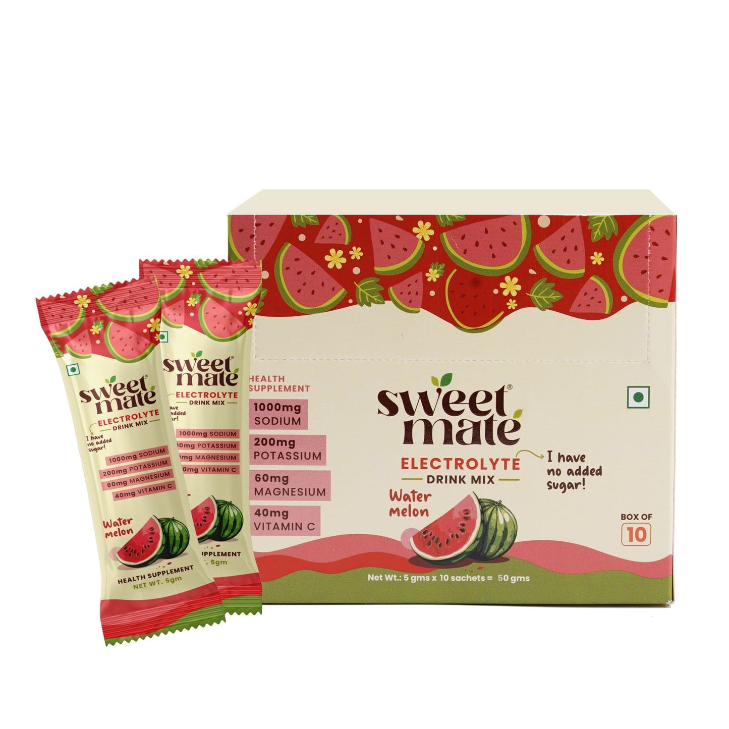 Sweetmate Sugar-Free Assorted Electrolyte Drink Mix Sweetened With Stevia -5g (30 Sachet) No Preservatives and Chemicals |Offers 10x more Electrolyte | Keto Friendly, Vegan