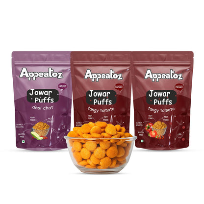 Appeatoz Jowar Puffs - Magic Masala | Roasted, Not Fried | Gluten-Free & High Protein | No Added Sugar | Healthy Baked Snack for Kids & Adults | Sorghum-Based | Crunchy Snack | Pack of 5
