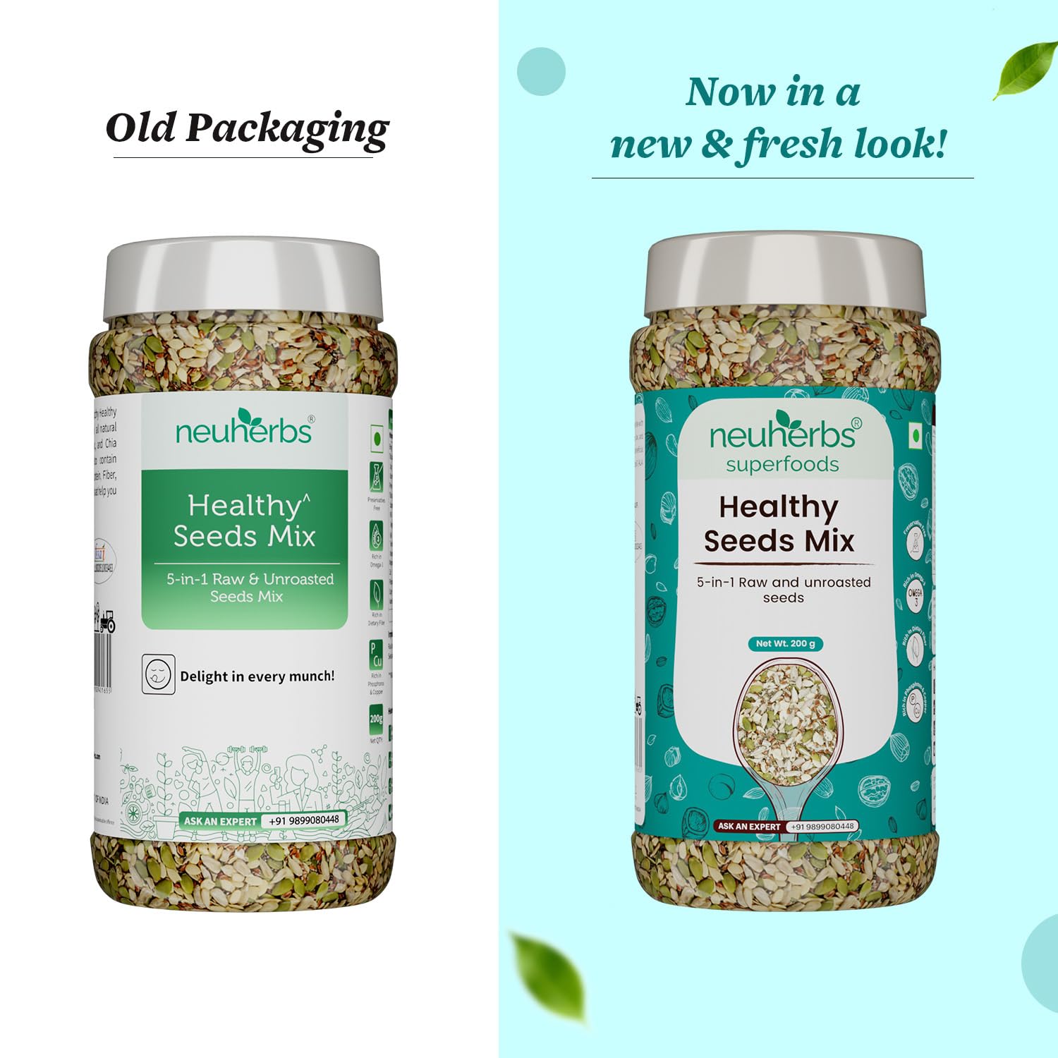 Neuherbs Healthy seeds mix for weight management, Pumpkin, Sunflower, Watermelon, Flax & Chia Seeds | Improved digestion, Muscle building, healthy heart with Omega-3 & protein support- 200 g Trail mix seeds