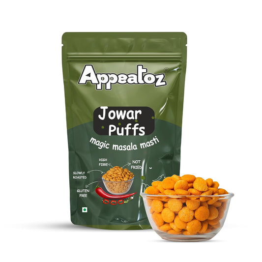 Appeatoz Jowar Puffs - Magic Masala | Roasted, Not Fried | Gluten-Free & High Protein | No Added Sugar | Healthy Baked Snack for Kids & Adults | Sorghum-Based | Crunchy Snack | Pack of 5
