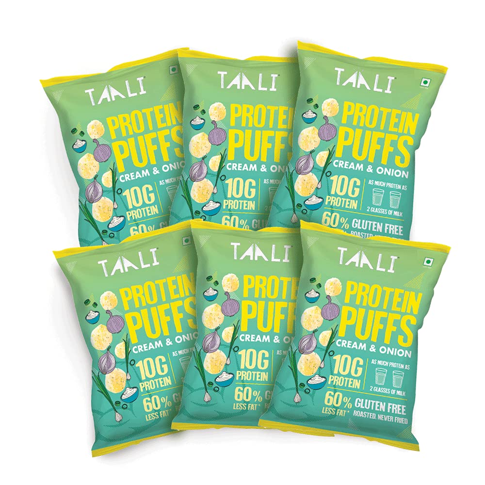 Taali Protein Puffs | 60 gm (Pack of 6) | Try All Flavors Pack | Healthy Roasted Tasty Snacks | 100% Veg., Gluten Free, No Cholesterol, No Trans-Fat