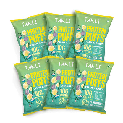 Taali Protein Puffs | 60 gm (Pack of 6) | Try All Flavors Pack | Healthy Roasted Tasty Snacks | 100% Veg., Gluten Free, No Cholesterol, No Trans-Fat