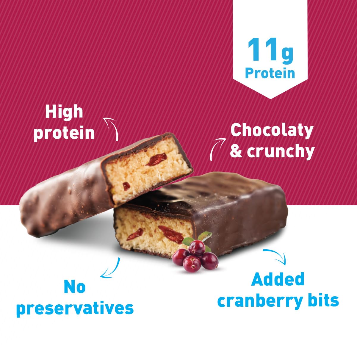 PRO.FITNESS Choco Berry Protein Bars | 11g Protein | No Added Sugar, No Preservatives, No Trans Fat | Healthy & Tasty Protein Bars | Pre-Post Workout Snack | Protein Chocolate Bars (34g x Pack of 6)