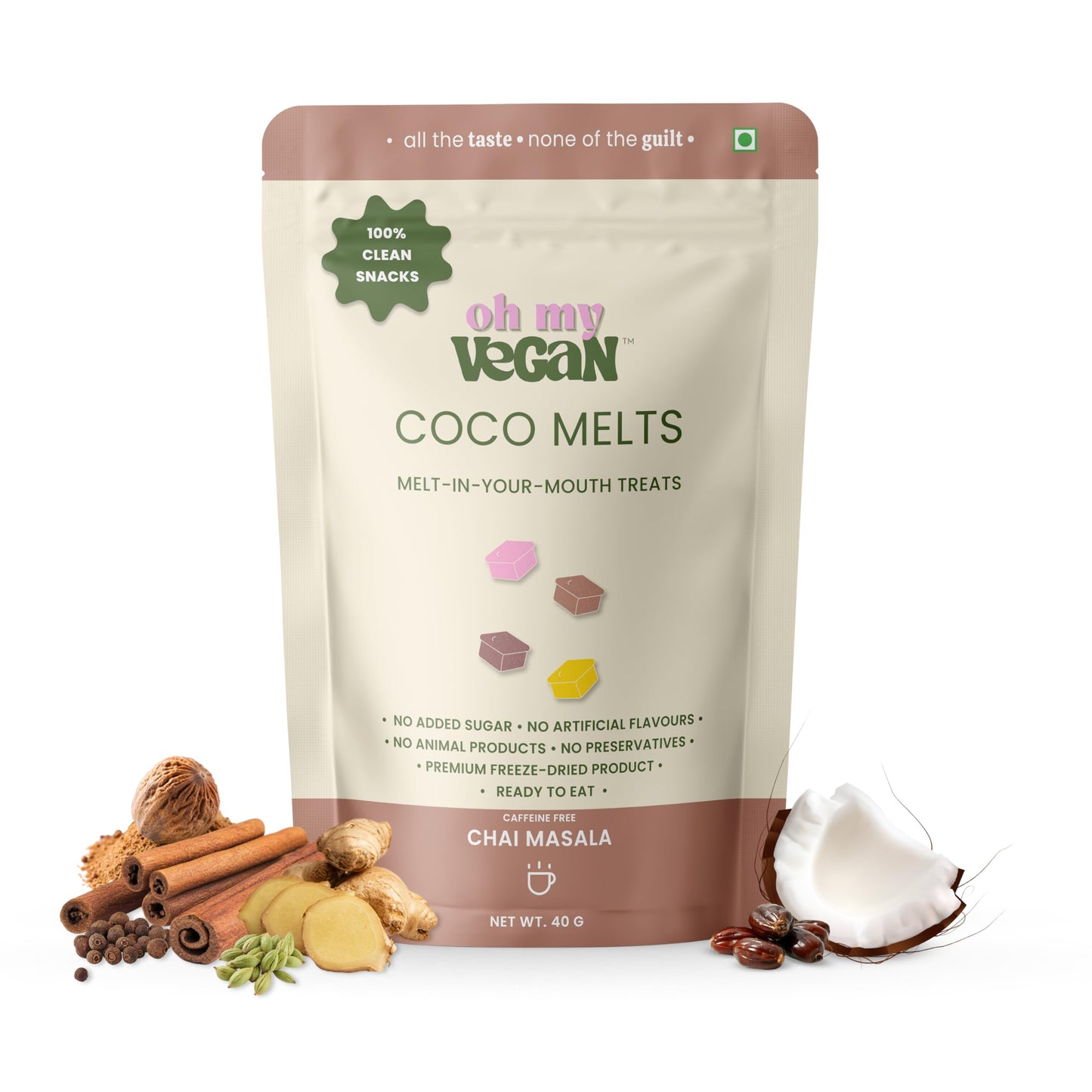 Oh My Vegan Mango Coco Melts - New Innovative Treats - Healthy Snacks for Adults And Kids - Gluten Free - Freeze Dried - Vegan Snacks - Freeze Dried Fruits - Gourmet Dessert Treat for Snacking & Gifting - 40g