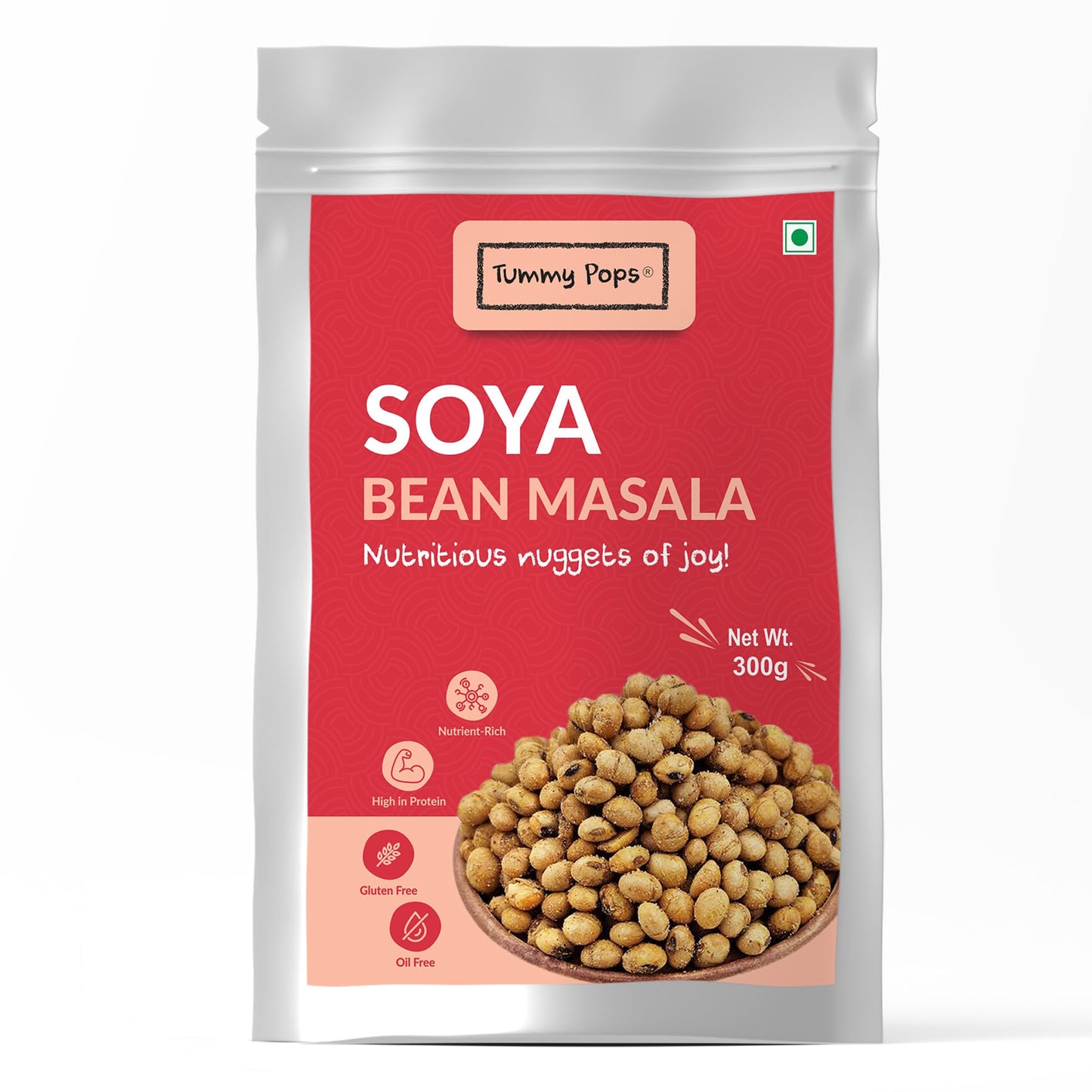 Tummy Pops Roasted Bajra Puffs | Crunchy & High-Fiber Pearl Millet Snack | Low-Calorie & Tasty Namkeen | Spicy Masala Flavor | 200gm Pack