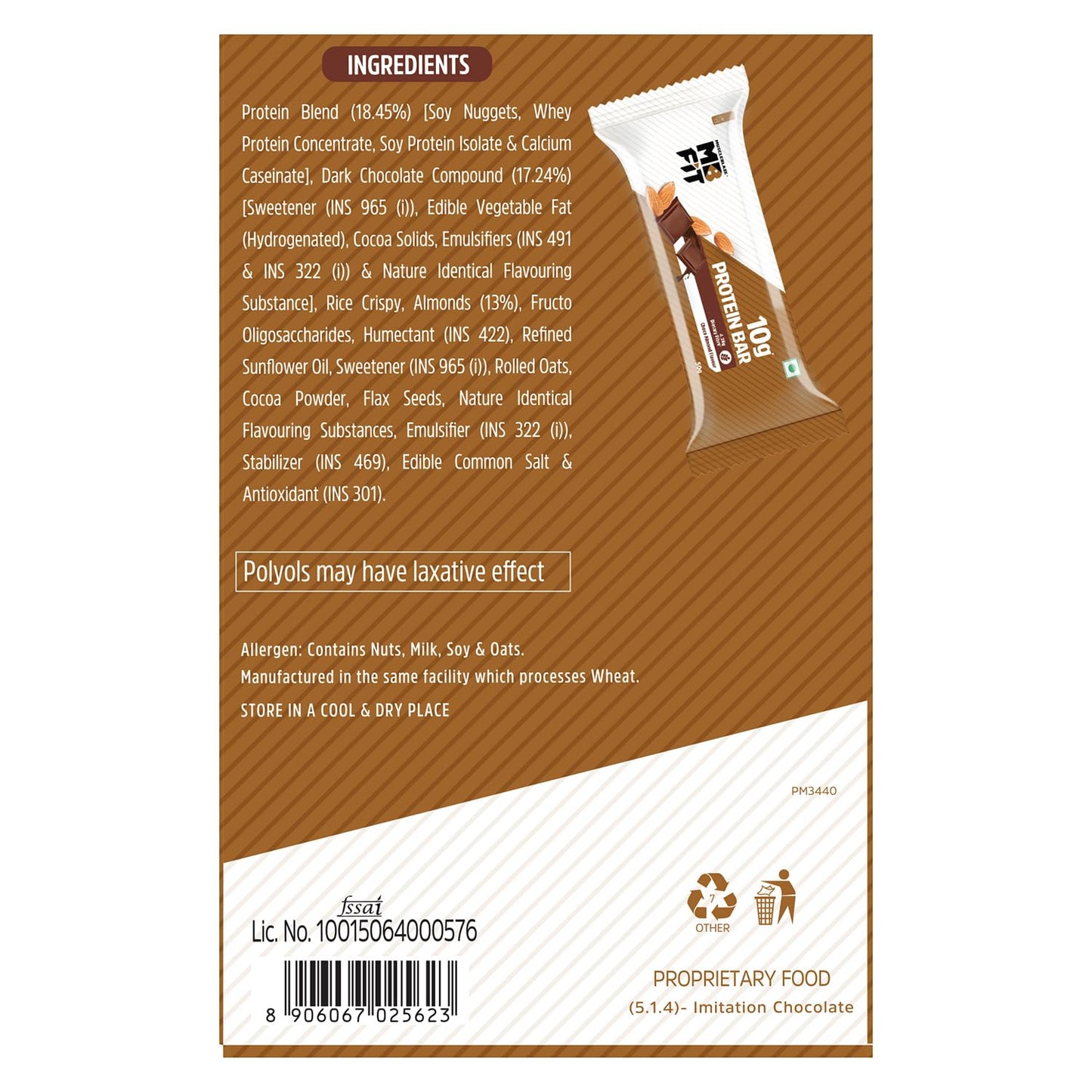 MuscleBlaze 10g Protein Bar (Choco Almond, Pack of 6) | Protein Blend, Healthy Protein Snacks, For Energy & Fitness