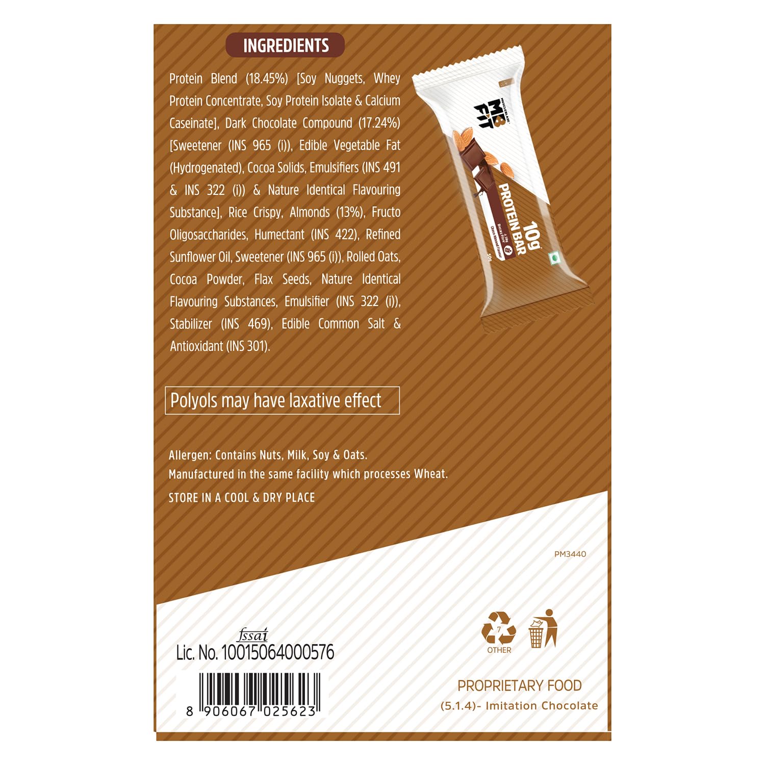 MuscleBlaze 10g Protein Bar (Choco Almond, Pack of 6) | Protein Blend, Healthy Protein Snacks, For Energy & Fitness