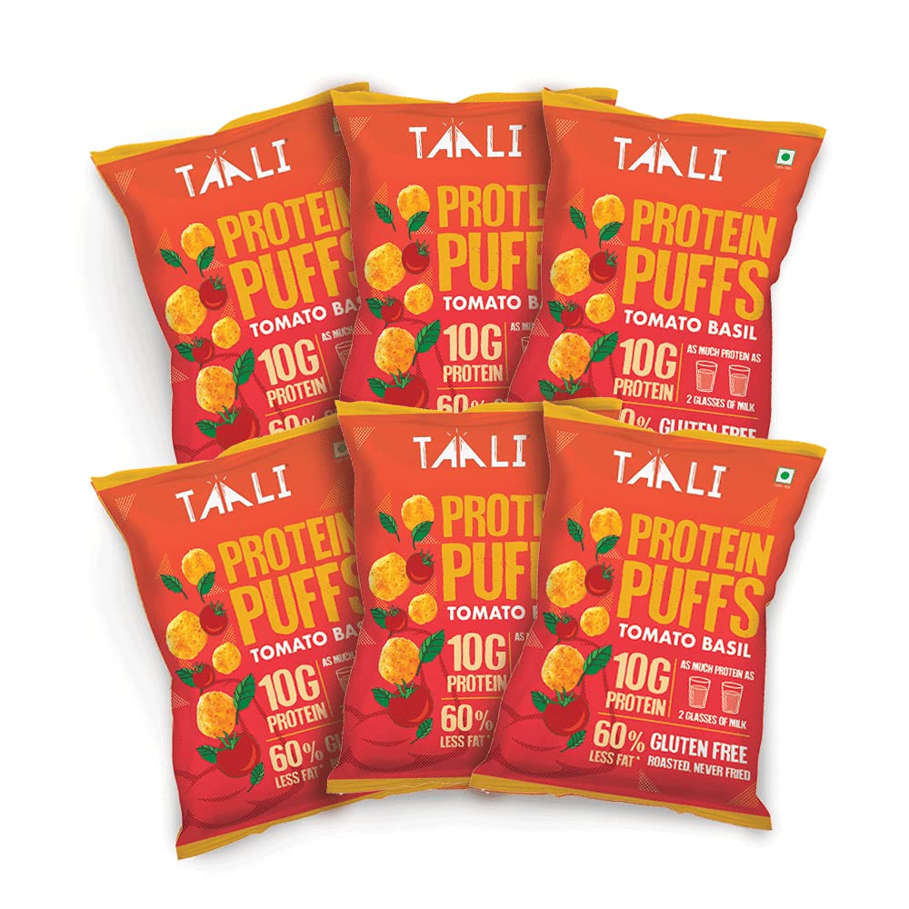 Taali Protein Puffs | 60 gm (Pack of 6) | Try All Flavors Pack | Healthy Roasted Tasty Snacks | 100% Veg., Gluten Free, No Cholesterol, No Trans-Fat