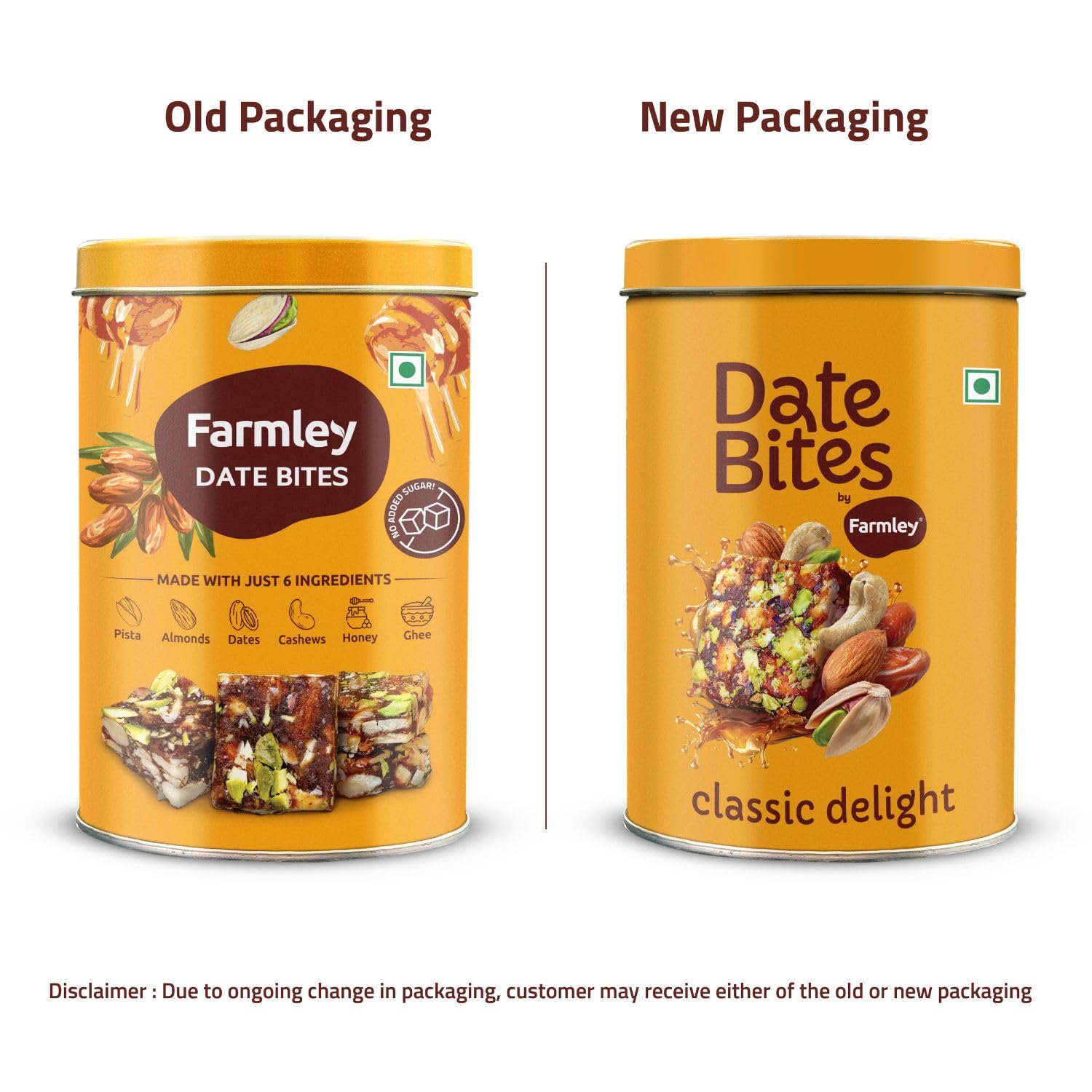 Farmley Classic Date Bites 200 gm I Dates Barfi Made with Dates, Pista, Cashews, Almonds, Honey and Pure Ghee I Dry Fruits Nuts, Healthy Snacks Sweets,Gluten Free, No Added Sugar