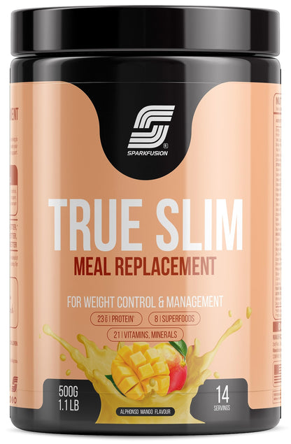 Sparkfusion True Slim Protein Powder Meal Replacement Shake | For Weight Control And Management | 23 gm Protein With 8 Ayurvedic Superfood | Sugar Free | For Men and Women (Chocolate Smoothie, 500 gm)