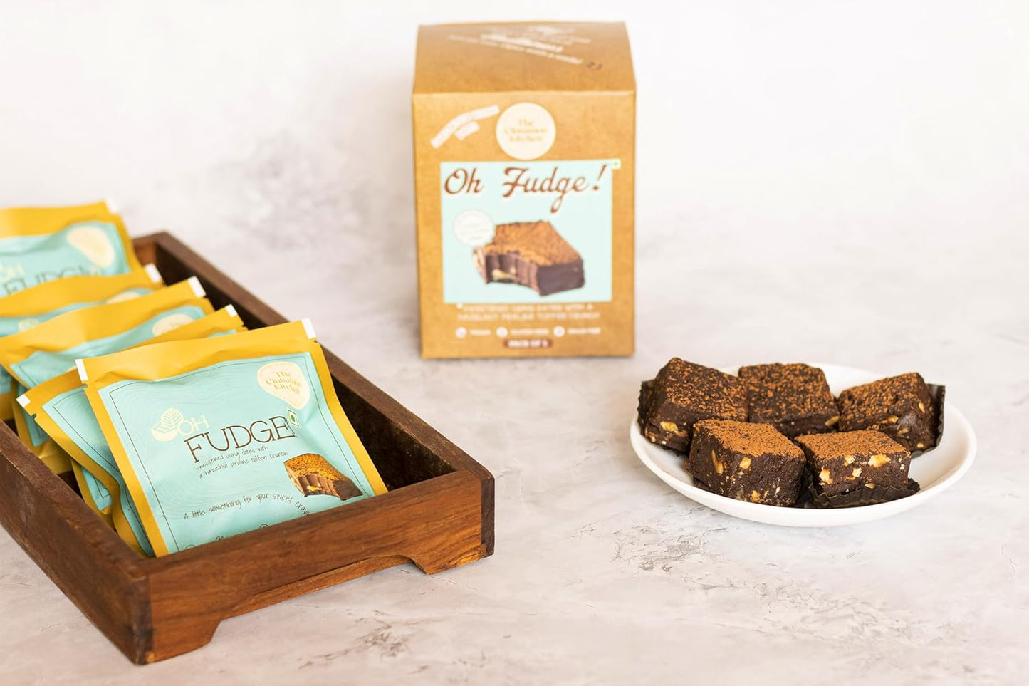 The Cinnamon Kitchen Oh Fudge (Pack Of 5) Sweetened With Dates |Chocolate Fudge Cubes|Natual & Healthy Snack Vegan & Gluten Free| Energy Bite |No Refined Sugar|Flour & Dairy Free, 30 Gram