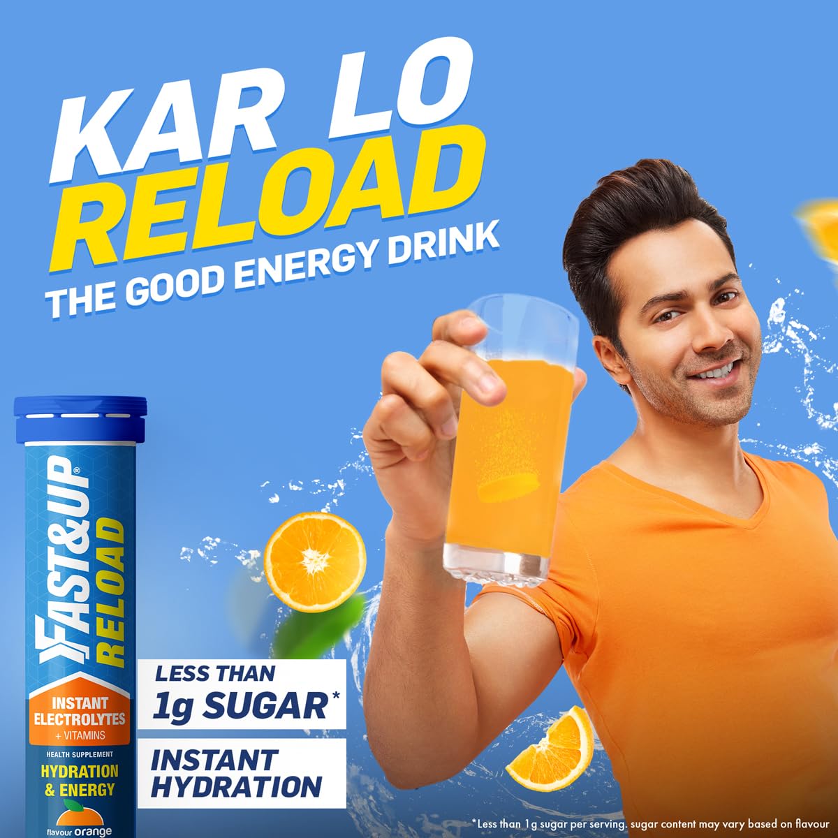 Fast&Up Reload (5 Litres) Low Sugar energy drink for Instant Hydration- 20 Effervescent Tablets with all 5 Essential Electrolytes + Added Vitamins -Certified Electrolytes Drink- Lime and Lemon flavour
