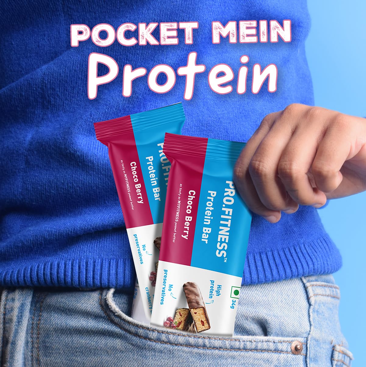 PRO.FITNESS Choco Berry Protein Bars | 11g Protein | No Added Sugar, No Preservatives, No Trans Fat | Healthy & Tasty Protein Bars | Pre-Post Workout Snack | Protein Chocolate Bars (34g x Pack of 6)