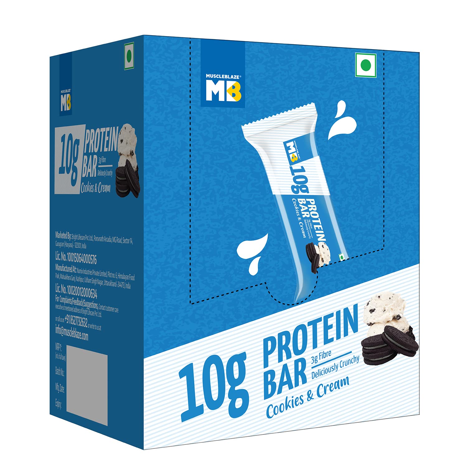 MuscleBlaze 10g Protein Bar (Choco Almond, Pack of 6) | Protein Blend, Healthy Protein Snacks, For Energy & Fitness