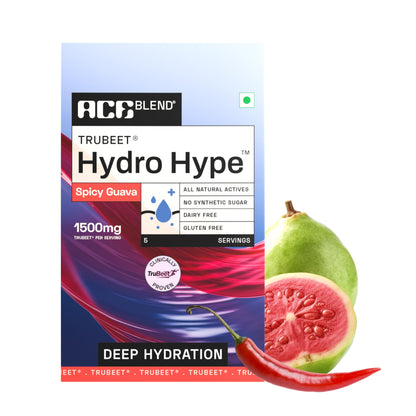 Ace Blend Hydro Hype (5 Sachets) | Boosts Energy & Blood Flow | Instant Hydration | Full-Spectrum Electrolytes | 100% Natural Beetroot Extract Multi Vitamins & Minerals | Lemon Raspberry