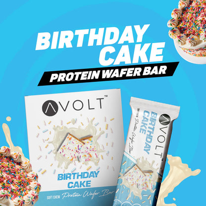 Avolt Birthday Cake Protein Wafer Bar, Guilt Free, High Protein Bars for Fitness & Immunity Booster- Pack Of 6