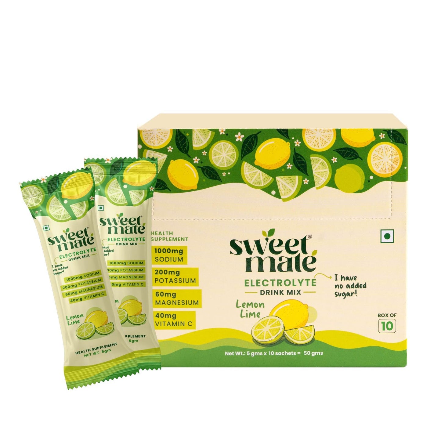 Sweetmate Sugar-Free Assorted Electrolyte Drink Mix Sweetened With Stevia -5g (30 Sachet) No Preservatives and Chemicals |Offers 10x more Electrolyte | Keto Friendly, Vegan