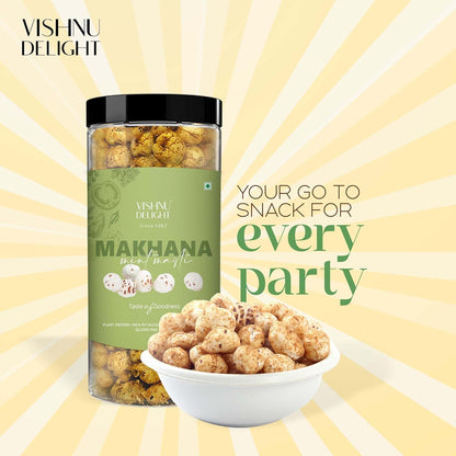 Vishnu Delight Roasted Makhana Combo Pack - 4 of 90g Each flavor - Mint Masti, Fiery Peri Peri, Tangy Tomato, Himalayan Salt & Pepper - Crunchy, Deliciously, and Full of Flavorful Indian Spices Snacks