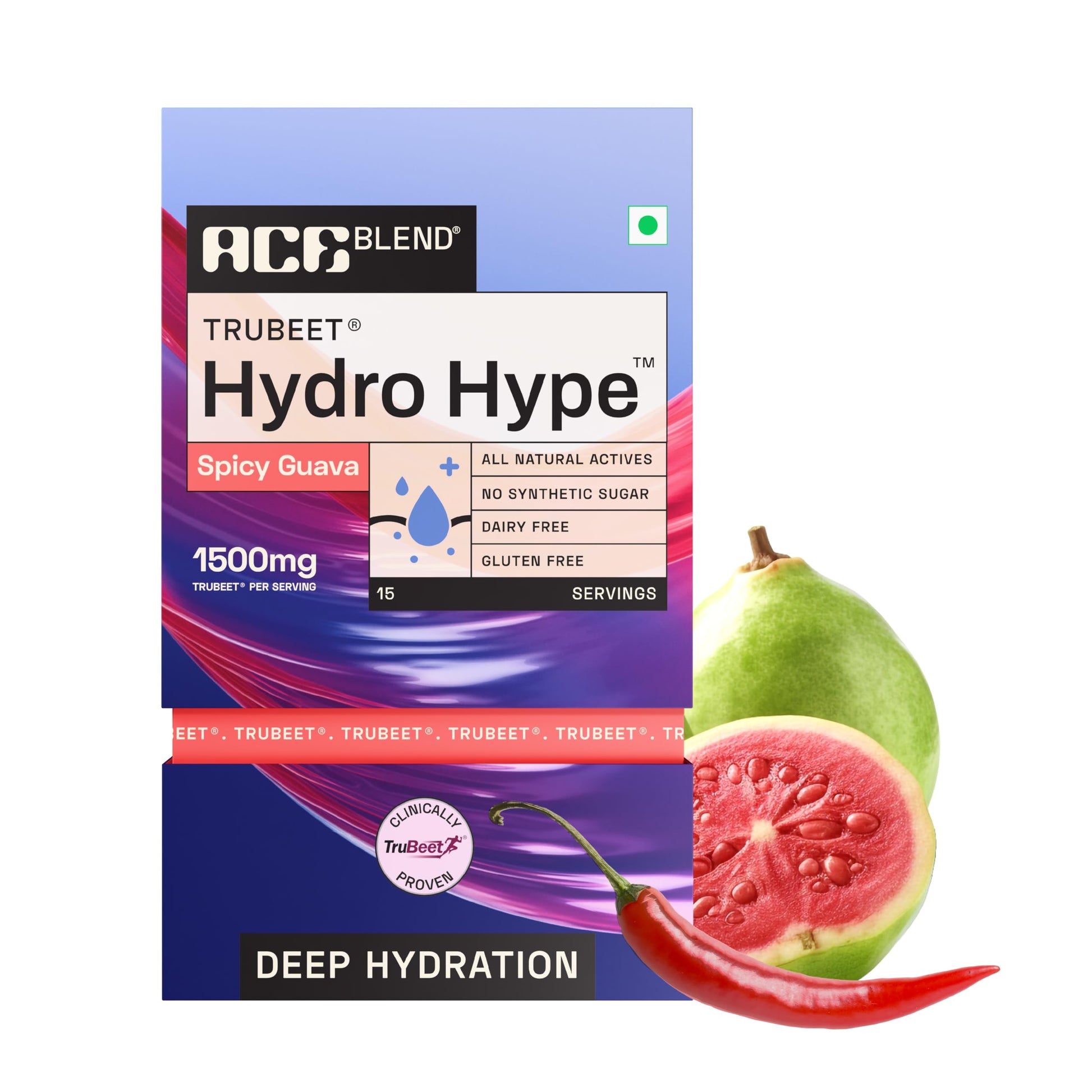 Ace Blend Hydro Hype (5 Sachets) | Boosts Energy & Blood Flow | Instant Hydration | Full-Spectrum Electrolytes | 100% Natural Beetroot Extract Multi Vitamins & Minerals | Lemon Raspberry