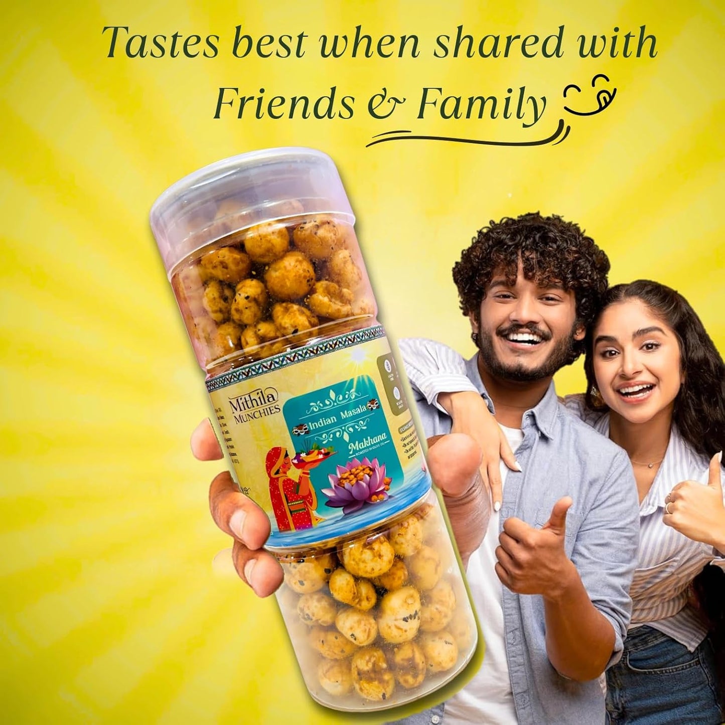 Mithila Munchies Indian Masala Roasted Makhana In Olive Oil | Foxnuts | Healthy Snacks | Gluten Free | MSG Free | Antioxidant | Rich Calcium | Zero Trans Fat | Zero cholesterol 90g