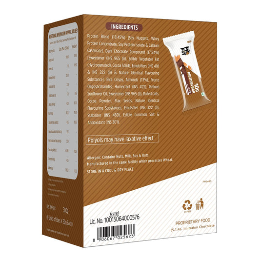 MuscleBlaze 10g Protein Bar (Choco Almond, Pack of 6) | Protein Blend, Healthy Protein Snacks, For Energy & Fitness