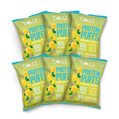 Taali Protein Puffs | 60 gm (Pack of 6) | Try All Flavors Pack | Healthy Roasted Tasty Snacks | 100% Veg., Gluten Free, No Cholesterol, No Trans-Fat