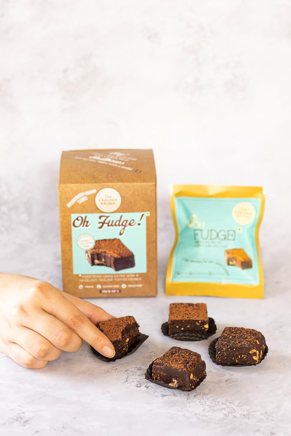 The Cinnamon Kitchen Oh Fudge (Pack Of 5) Sweetened With Dates |Chocolate Fudge Cubes|Natual & Healthy Snack Vegan & Gluten Free| Energy Bite |No Refined Sugar|Flour & Dairy Free, 30 Gram