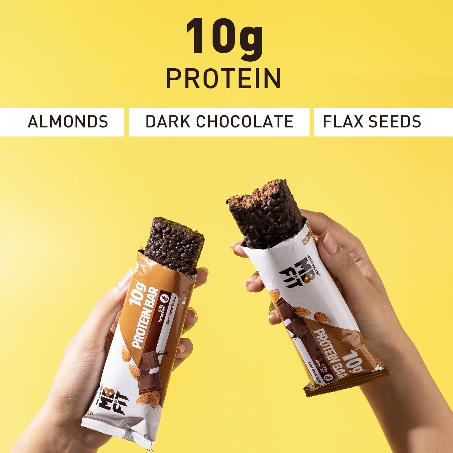 MuscleBlaze 10g Protein Bar (Choco Almond, Pack of 6) | Protein Blend, Healthy Protein Snacks, For Energy & Fitness