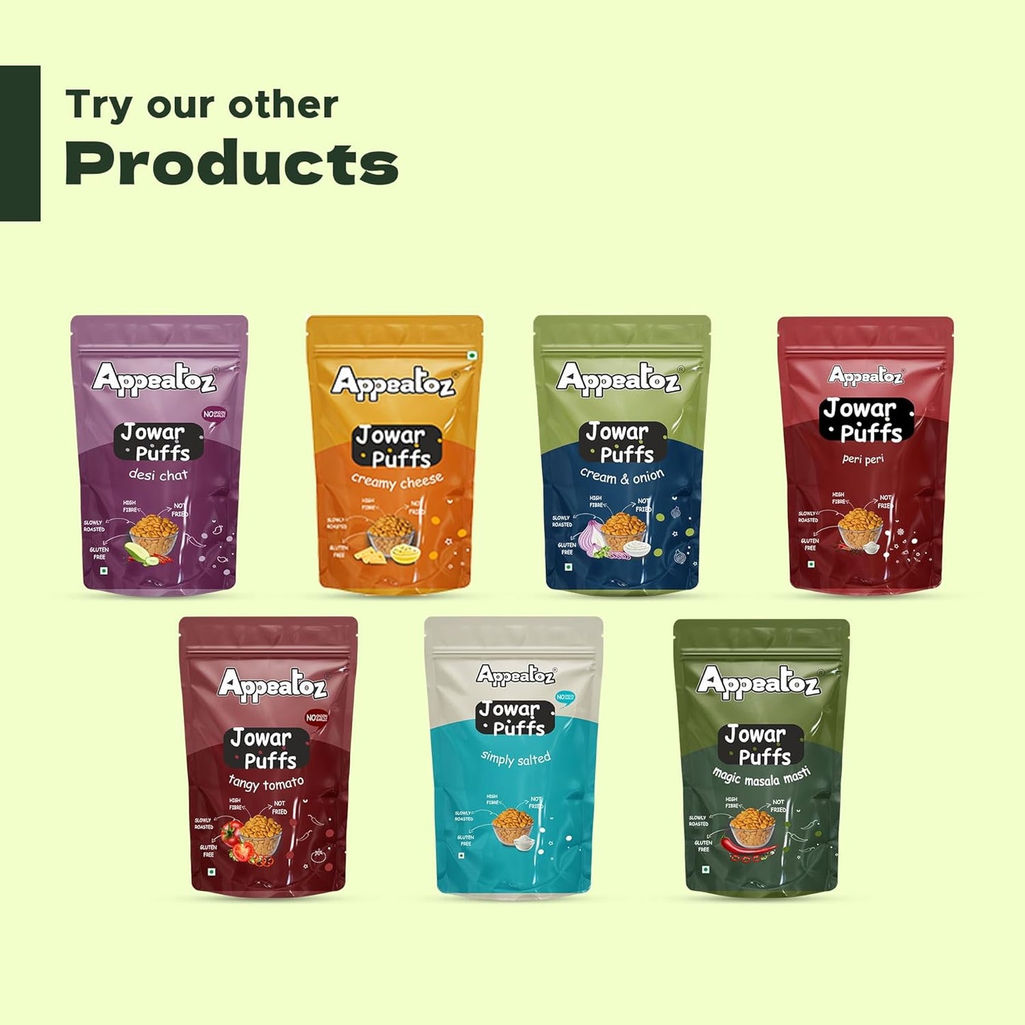Appeatoz Jowar Puffs - Magic Masala | Roasted, Not Fried | Gluten-Free & High Protein | No Added Sugar | Healthy Baked Snack for Kids & Adults | Sorghum-Based | Crunchy Snack | Pack of 5