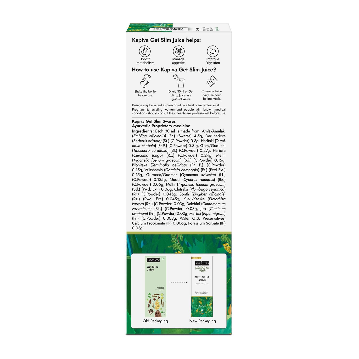 Kapiva Get Slim Juice - Healthy Weight Management Through 12 Ayurvedic Herbs Aids Metabolism and Digestion - 1L