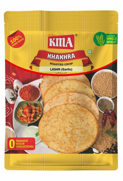 KMA Roasted Plain Khakhra 200 grams - Handmade Fresh Jain Gujarati Khakhra (Plain Salted Flavor), Ready to Eat Indian Snacks, 100% Natural Whole Wheat Snack without Maida, Vacuum Packed for Freshness