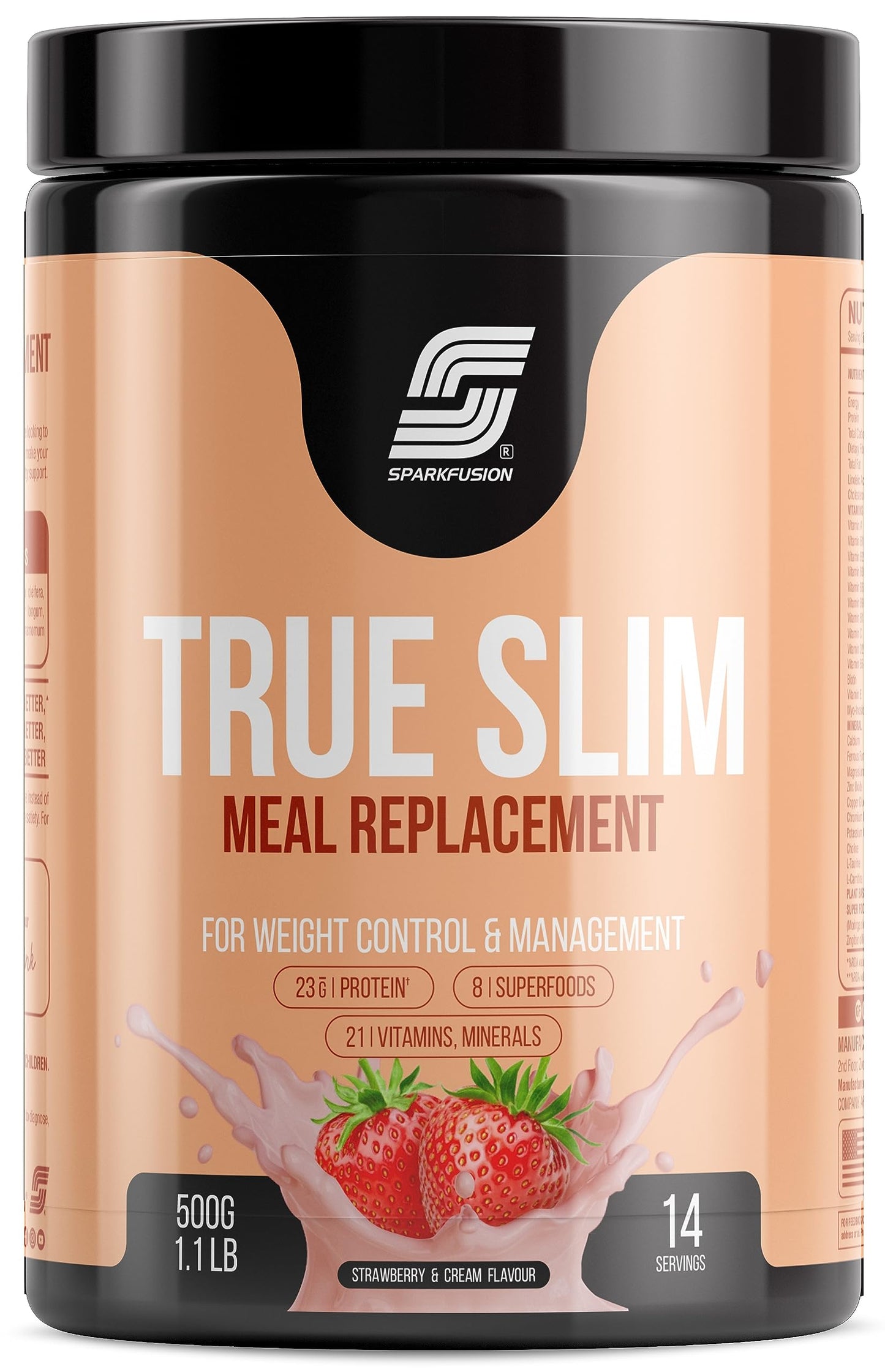 Sparkfusion True Slim Protein Powder Meal Replacement Shake | For Weight Control And Management | 23 gm Protein With 8 Ayurvedic Superfood | Sugar Free | For Men and Women (Chocolate Smoothie, 500 gm)