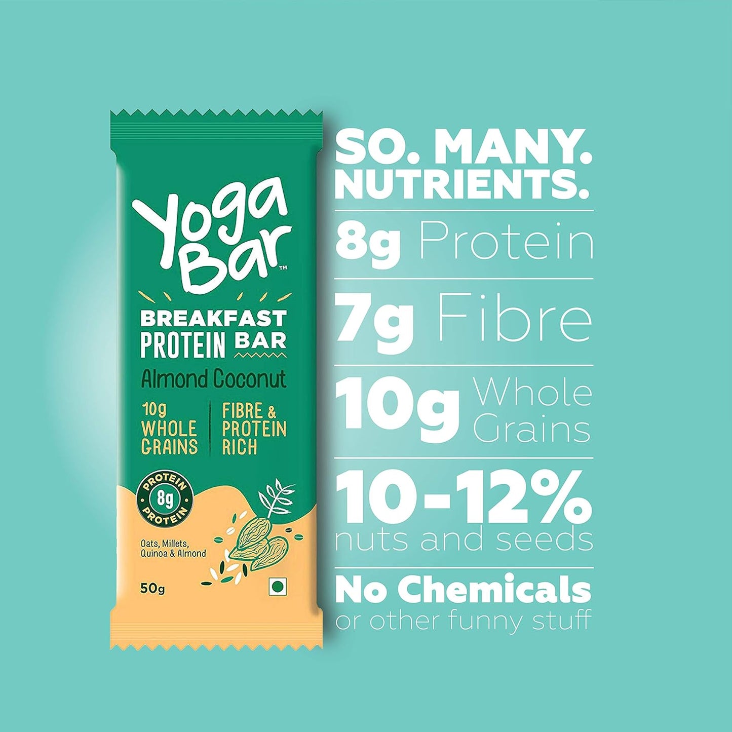 Yogabar Breakfast Bars Variety Pack | Daily Protein Snack | High Energy & Nutrition Bars | 8g Protein & 7g Fibre Protein Bars | Pack of 6 Protein Bar x 45g | No Preservatives