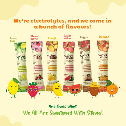 Sweetmate Sugar-Free Assorted Electrolyte Drink Mix Sweetened With Stevia -5g (30 Sachet) No Preservatives and Chemicals |Offers 10x more Electrolyte | Keto Friendly, Vegan