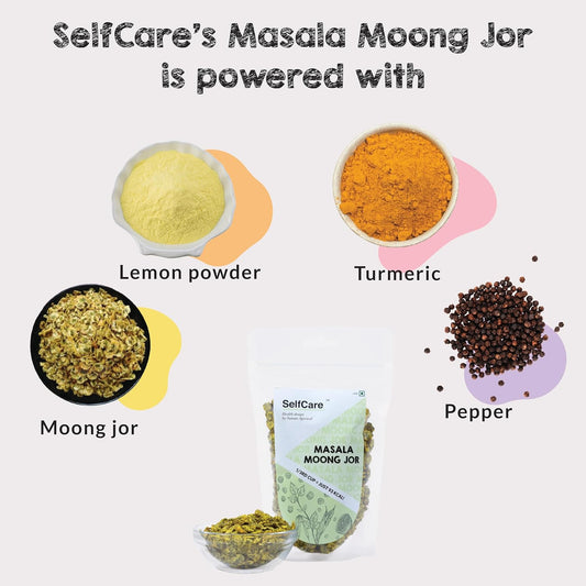 SelfCare By Suman Agarwal Masala Moong Jor Pack of 1 200g | Roasted - Vegan | Savoury - Snacks - Namkeen - Grocery | Spicy Crunchy & Chatpata - Tea time Snacking | Jain & Travel Friendly