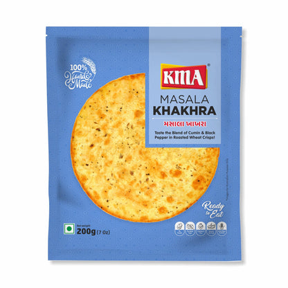 KMA Roasted Plain Khakhra 200 grams - Handmade Fresh Jain Gujarati Khakhra (Plain Salted Flavor), Ready to Eat Indian Snacks, 100% Natural Whole Wheat Snack without Maida, Vacuum Packed for Freshness