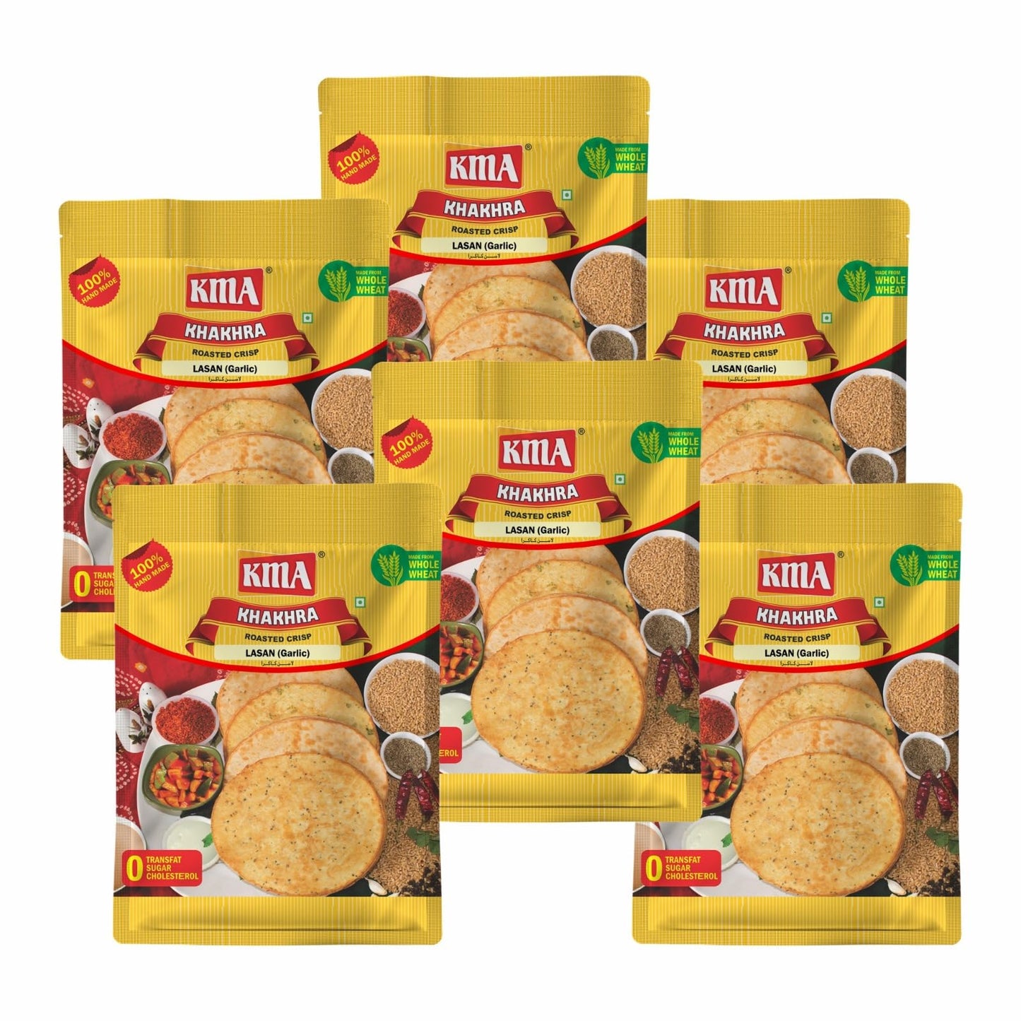 KMA Roasted Plain Khakhra 200 grams - Handmade Fresh Jain Gujarati Khakhra (Plain Salted Flavor), Ready to Eat Indian Snacks, 100% Natural Whole Wheat Snack without Maida, Vacuum Packed for Freshness