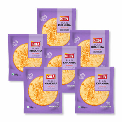 KMA Roasted Plain Khakhra 200 grams - Handmade Fresh Jain Gujarati Khakhra (Plain Salted Flavor), Ready to Eat Indian Snacks, 100% Natural Whole Wheat Snack without Maida, Vacuum Packed for Freshness