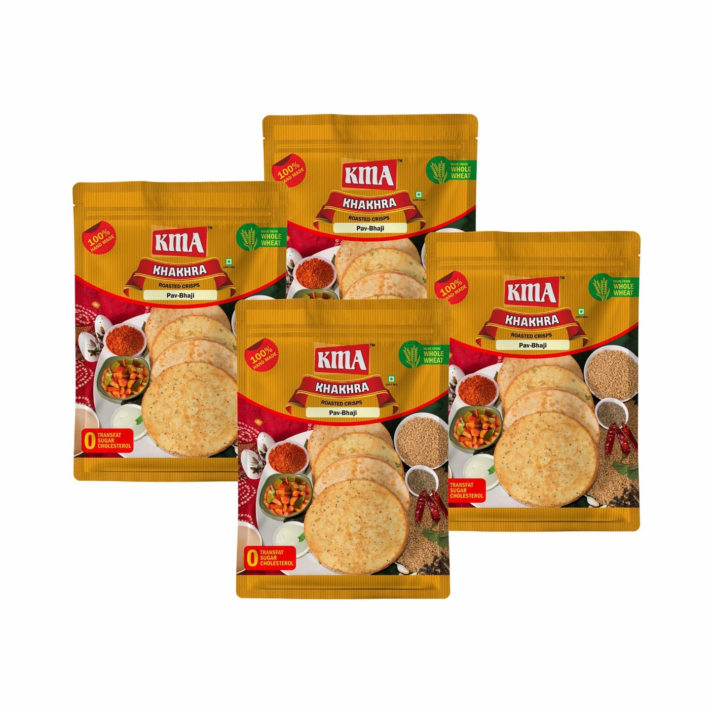 KMA Roasted Plain Khakhra 200 grams - Handmade Fresh Jain Gujarati Khakhra (Plain Salted Flavor), Ready to Eat Indian Snacks, 100% Natural Whole Wheat Snack without Maida, Vacuum Packed for Freshness