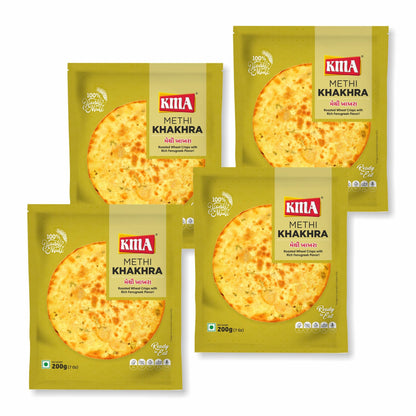 KMA Roasted Plain Khakhra 200 grams - Handmade Fresh Jain Gujarati Khakhra (Plain Salted Flavor), Ready to Eat Indian Snacks, 100% Natural Whole Wheat Snack without Maida, Vacuum Packed for Freshness