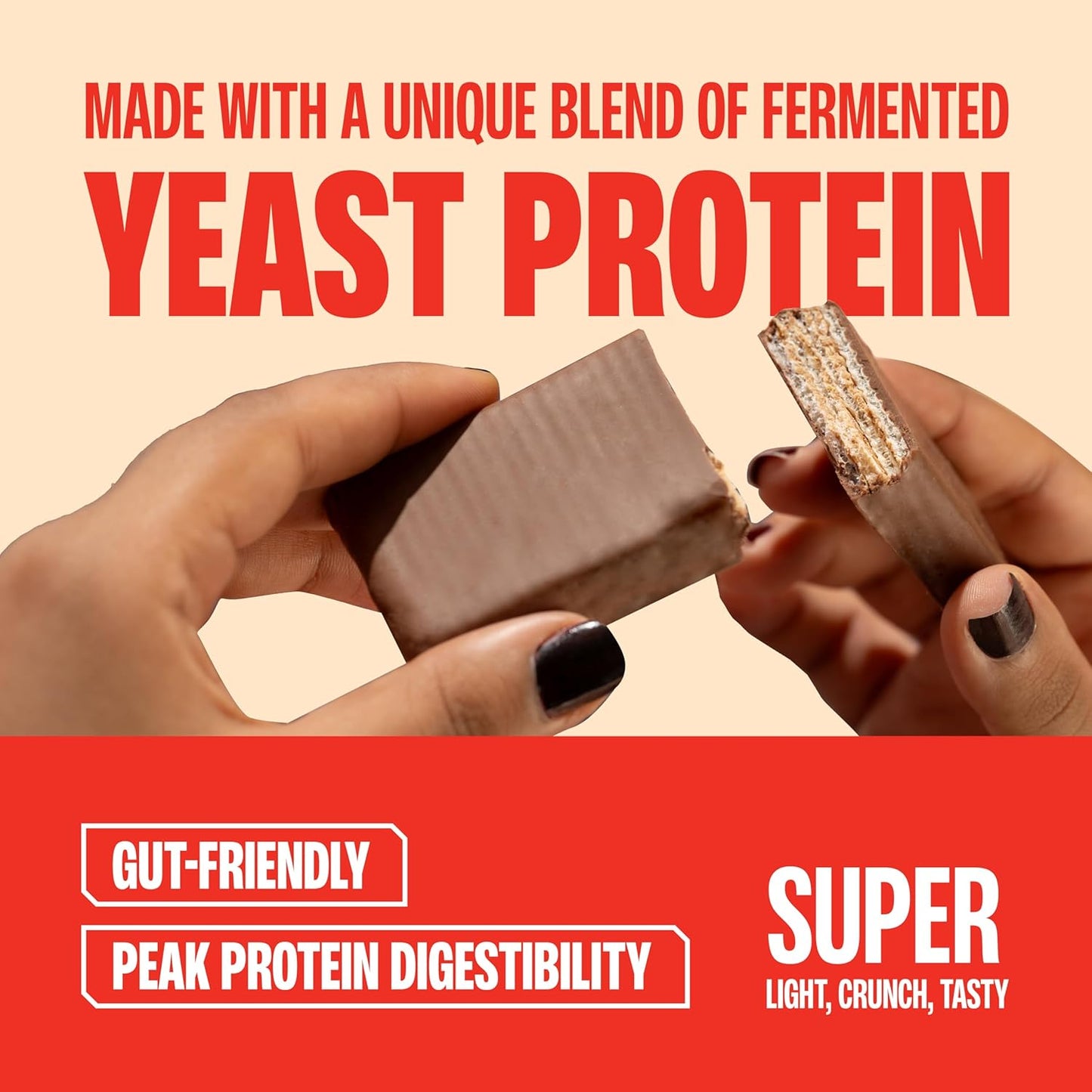 SuperYou Assorted Protein Wafer Bars (Pack of 10)|10g Protein, 3g Fiber, No Added Sugar|Yeast Fermented Protein|Energy Bars|Crunchy Wafer Bar|100% Vegetarian|No Palm Oil|400g