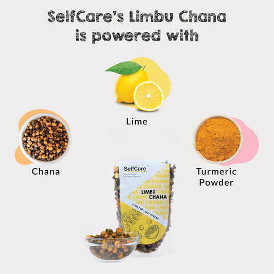 SelfCare By Suman Agarwal Limbu Chana Pack of 1 200g | Roasted - No Added Sugar - Gluten Free | Snacks - Namkeen - Grocery | Spicy Crunchy & Chatpata - Tae time Snakcing | Jain & Travel Friendly
