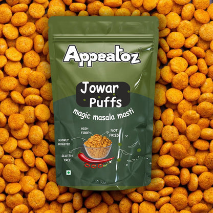 Appeatoz Jowar Puffs - Magic Masala | Roasted, Not Fried | Gluten-Free & High Protein | No Added Sugar | Healthy Baked Snack for Kids & Adults | Sorghum-Based | Crunchy Snack | Pack of 5
