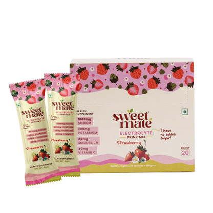 Sweetmate Sugar-Free Assorted Electrolyte Drink Mix Sweetened With Stevia -5g (30 Sachet) No Preservatives and Chemicals |Offers 10x more Electrolyte | Keto Friendly, Vegan
